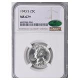 $2000 Guide: 1943-S Quarter NGC MS-67+ (CAC Green)
