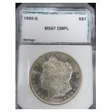 1880-S Morgan Dollar, PCI MS67DMPL