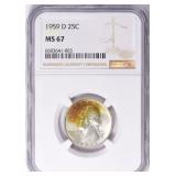 1959-D Washington Quarter NGC MS-67 (Toned) $1000