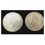 TWO (2) 40% Silver Kennedy Half Dollars, $24.47