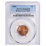 1982 Lincoln Cent Bronze. Large Date PCGS MS-64 RB