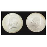 TWO (2) 40% Silver Kennedy Half Dollars, $24.47