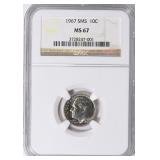 1967 Roosevelt Dime SMS NGC MS-67