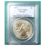 PCGS Guide $90: 1988-D Silver $1 Olympic PCGS MS69