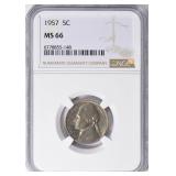 1957 Jefferson Nickel NGC MS-66