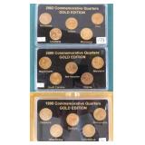 1999, 2000 & 2002 Gold Plated State Quarter Sets