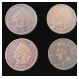 Four (4) Indian Head Cents