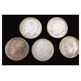 Five (5) Silver Roosevelt Dimes