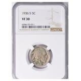 1936-S Buffalo Nickel NGC VF-30