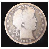 1907-O Silver Barber Half Dollar