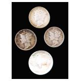 (3) Silver Mercury Dimes and (1) Buffalo Nickel