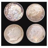 Four (4) Silver Roosevelt Dimes