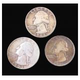 Three (3) Silver Washington Quarters