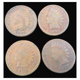 Four (4) Indian Head Cents