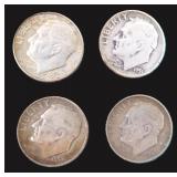 Four (4) Silver Roosevelt Dimes