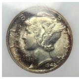 Silver 1942-D Mercury Dime PCI MS64 Toned Full