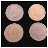 Four (4) Indian Head Cents