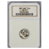 1965 Roosevelt Dime SMS NGC MS-67