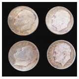 Four (4) Silver Roosevelt Dimes