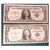 TWO (2) $1 Silver Certificates, 1957 A and 1935 F