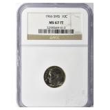 1966 Roosevelt Dime SMS NGC MS-67 FT