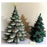 TWO (2) Vintage Christmas Trees (17.5"H & 21"H)