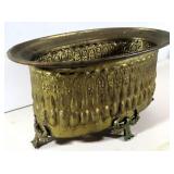 Brass Footed Planter, 13"x9x7"