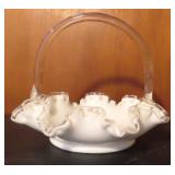 Cased Glass Ruffled Edge Basket, 8'