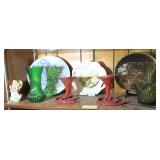 Vases, Plates, Basket (green glass)