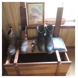 Wood Box (needs repair), Boots, Dr. Pepper Art