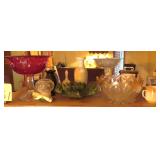 Contents of Shelf incl Wonderful Gold Trimmed Bowl