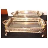 TWO (2) Glass and Silverplate Footed Casseroles