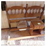 Bed, Bedside Cabinet and Mirror