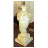 Vintage Alabaster (carved) Lamp, Shade is Shot