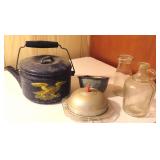 Enamelware with Eagle, Jug, Cream Bottle,