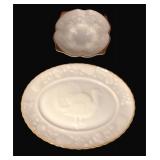 14' Turkey Plate and Grape Bowl, Gold Trimmed on