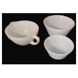 Three (3) Fire King Batter and Mixing Bowls