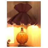Amber Glass Mid Century Table Lamp, 27'H