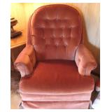 Salmon Upholstered Chair, Needs Cleaning