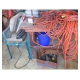 Extension Cords, Chair, Wood Work Bench,