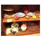 TWO (2) Shelves incl Bowls and Flowers