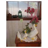 Sewing Machine with Duck Family, Avon, Vases