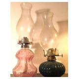 Forest Green and Pink Oil Lamps