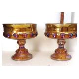 (2) Footed Irredescent Candy Dishes
