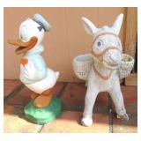 Cement Donald Duck and Donkey, 19"H