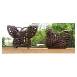 Cast Iron Butterfly and Hen, 8"H
