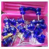 Blue Glass Pulls in a Pink Box