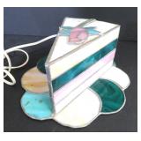 Stained and Leaded Glass Cake Slice Lamp