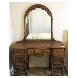 1/3 Antique Oak Dressing Table with Mirror