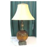 Vintage Amber Bulbous Base Lamp